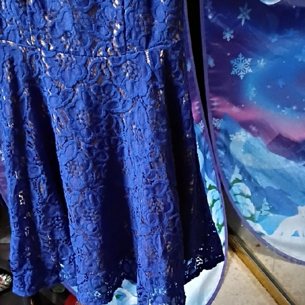 City Studio Blue Fit and Flare Sleeveless Mini Dress - Picture 2 of 7